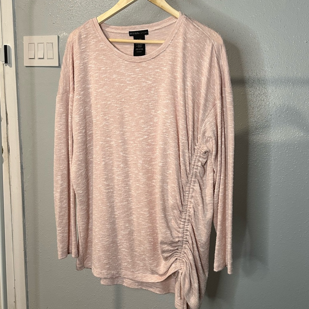 XL Women's Pink Ruched Lightweight Sweater